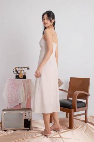 Varice V-Neck Cut-Out Dress in Cream (MY)