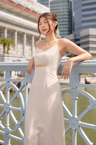 Varice V-Neck Cut-Out Dress in Cream (MY)
