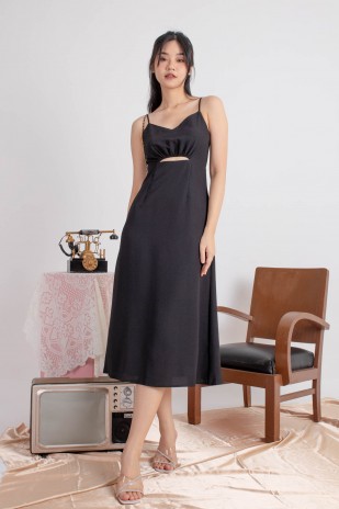 Varice V-Neck Cut-Out Dress in Black (MY)