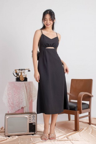 Varice V-Neck Cut-Out Dress in Black (MY)
