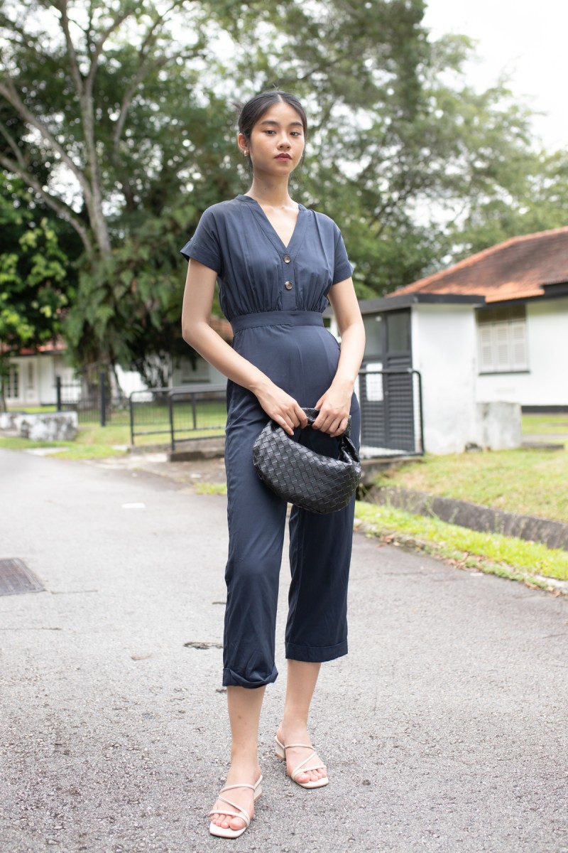 Masie Button Jumpsuit in Navy (MY)