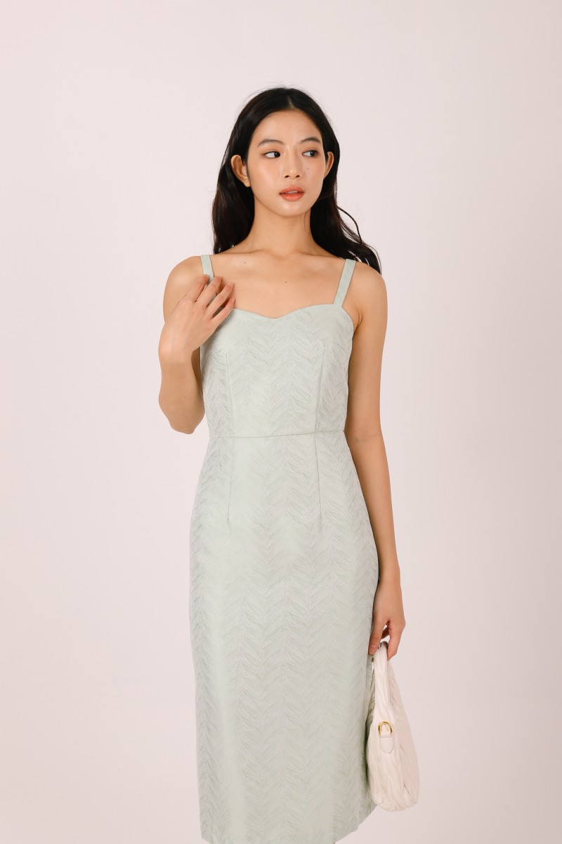 Fernessa Printed Bustier Dress in Sage