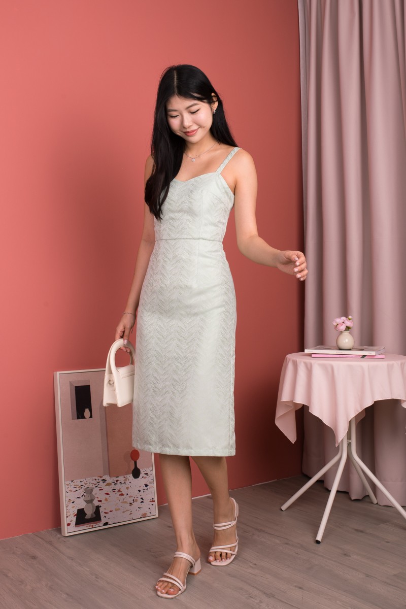 Fernessa Printed Bustier Dress in Sage
