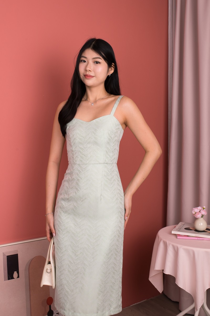 Fernessa Printed Bustier Dress in Sage