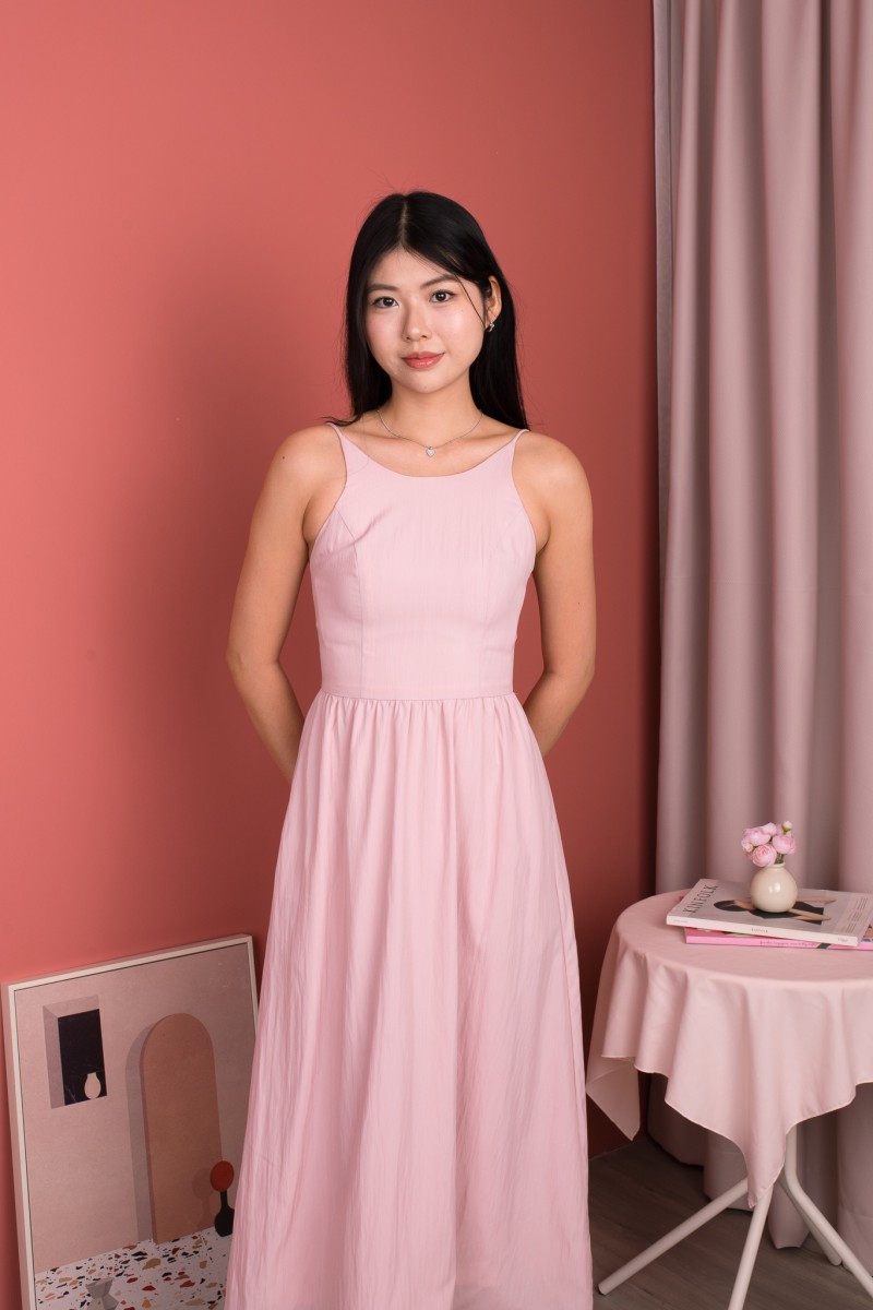 Maelis Sleeveless Flowy Dress in Blush