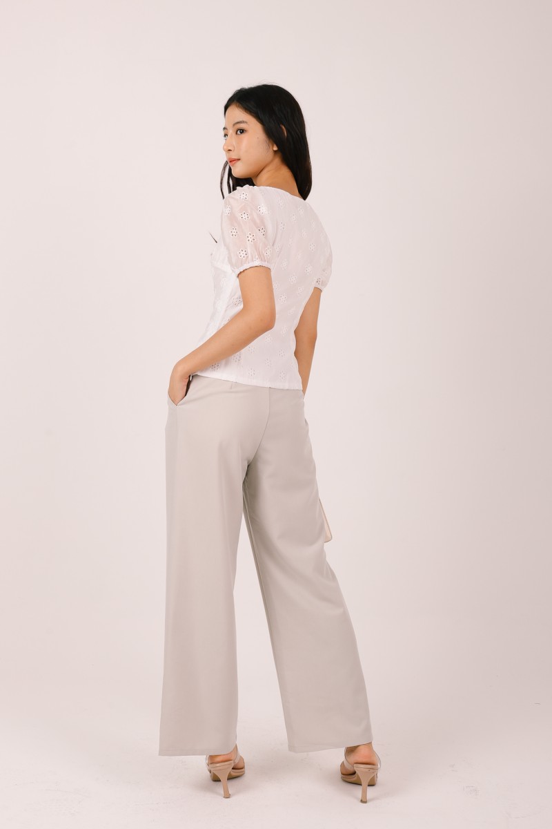 Sonari Eyelet Boat Neck Top in White