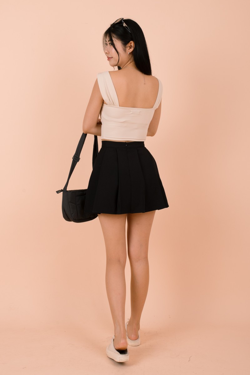 Aeris Padded Ruched Sweetheart Top in Cream