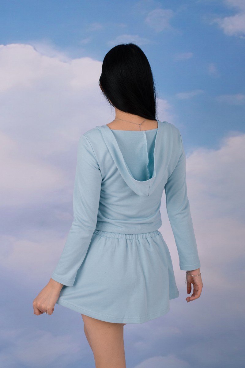 Lilo Lace Tie-Front Loungewear Set in Sky Blue