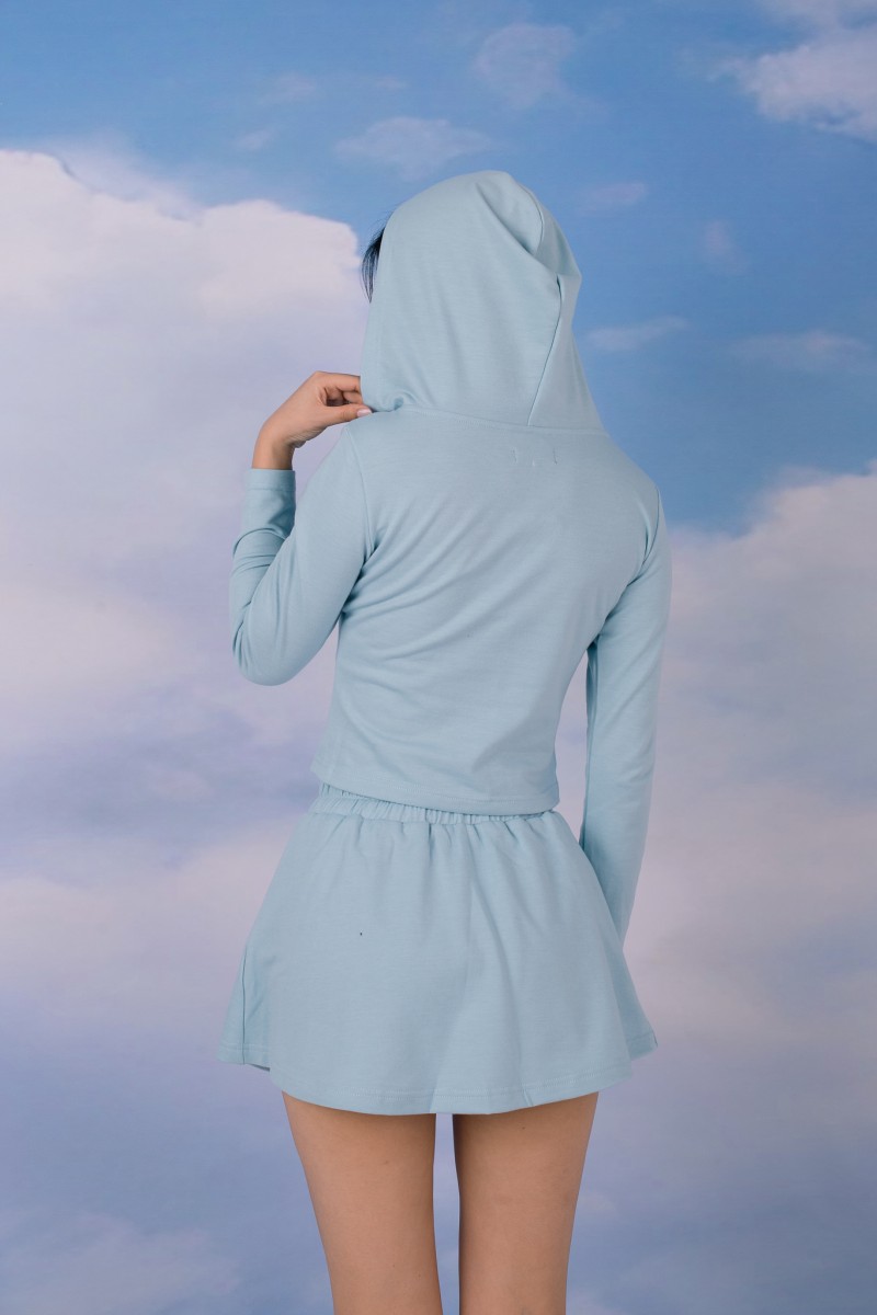 Lilo Lace Tie-Front Loungewear Set in Sky Blue