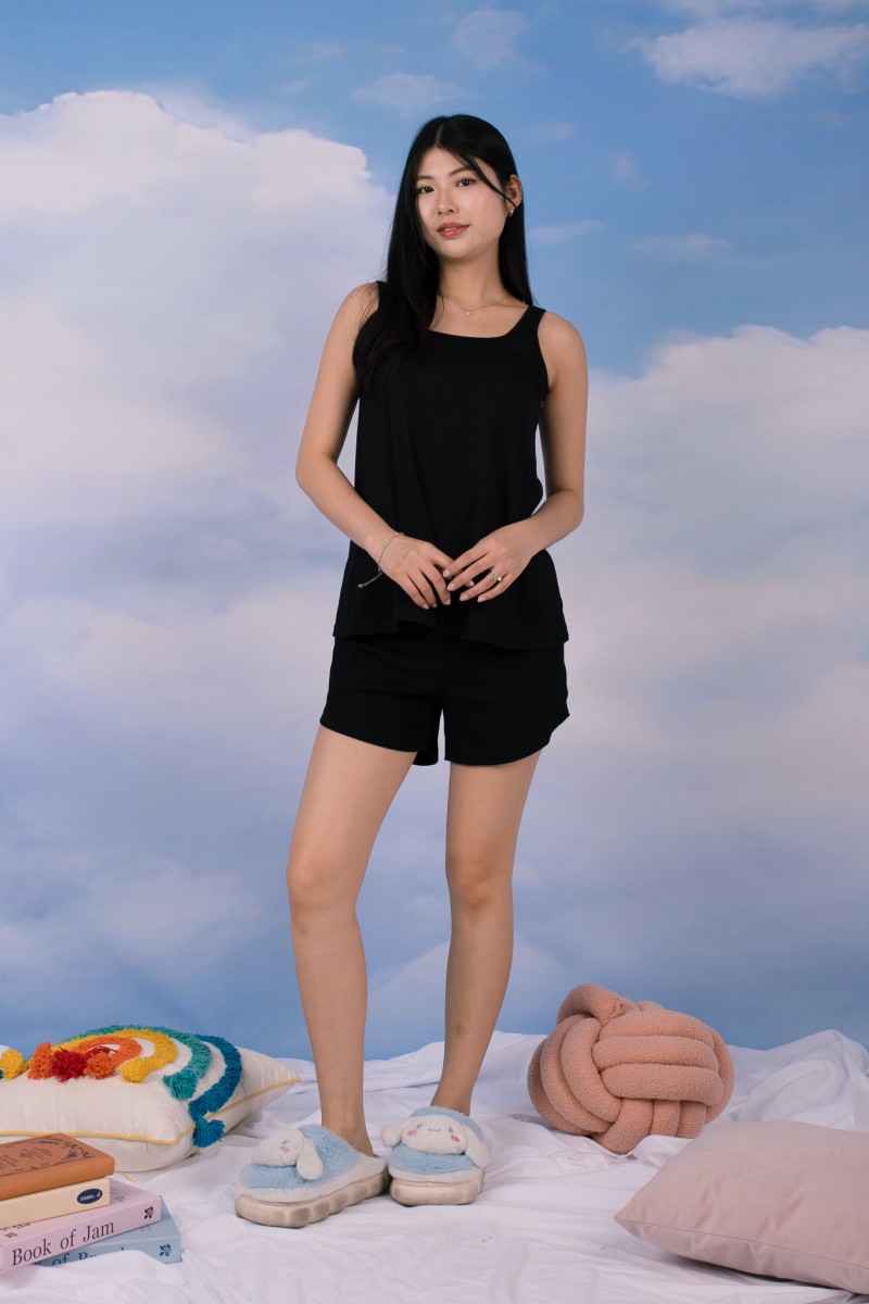 Jodi Padded Lounge Co-Ord Set in Black