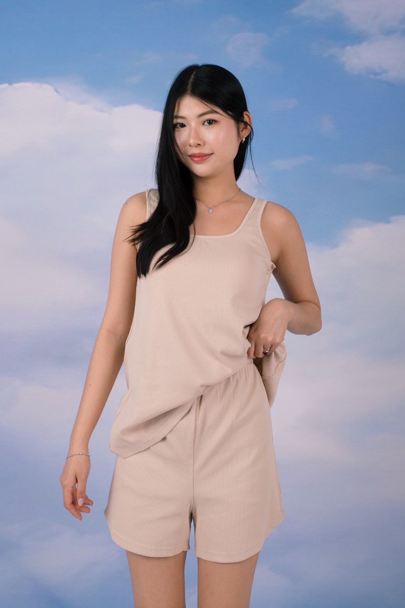 Jodi Padded Lounge Co-Ord Set in Oat