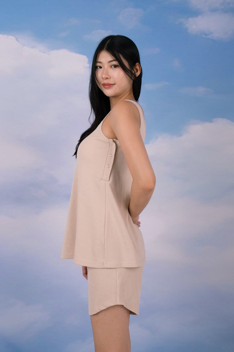 Jodi Padded Lounge Co-Ord Set in Oat