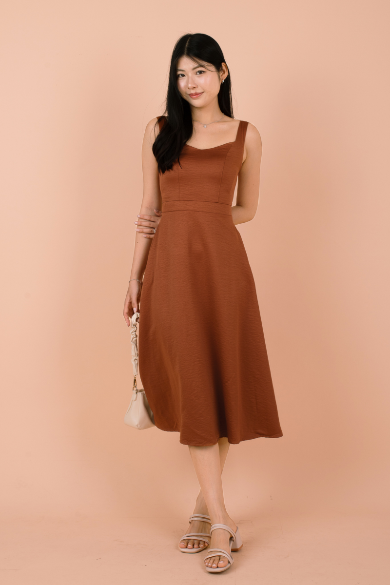 Amavia Bow-Back Suade Dress in Burnt Orange