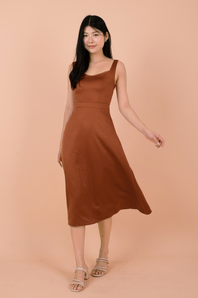 Amavia Bow-Back Suade Dress in Burnt Orange