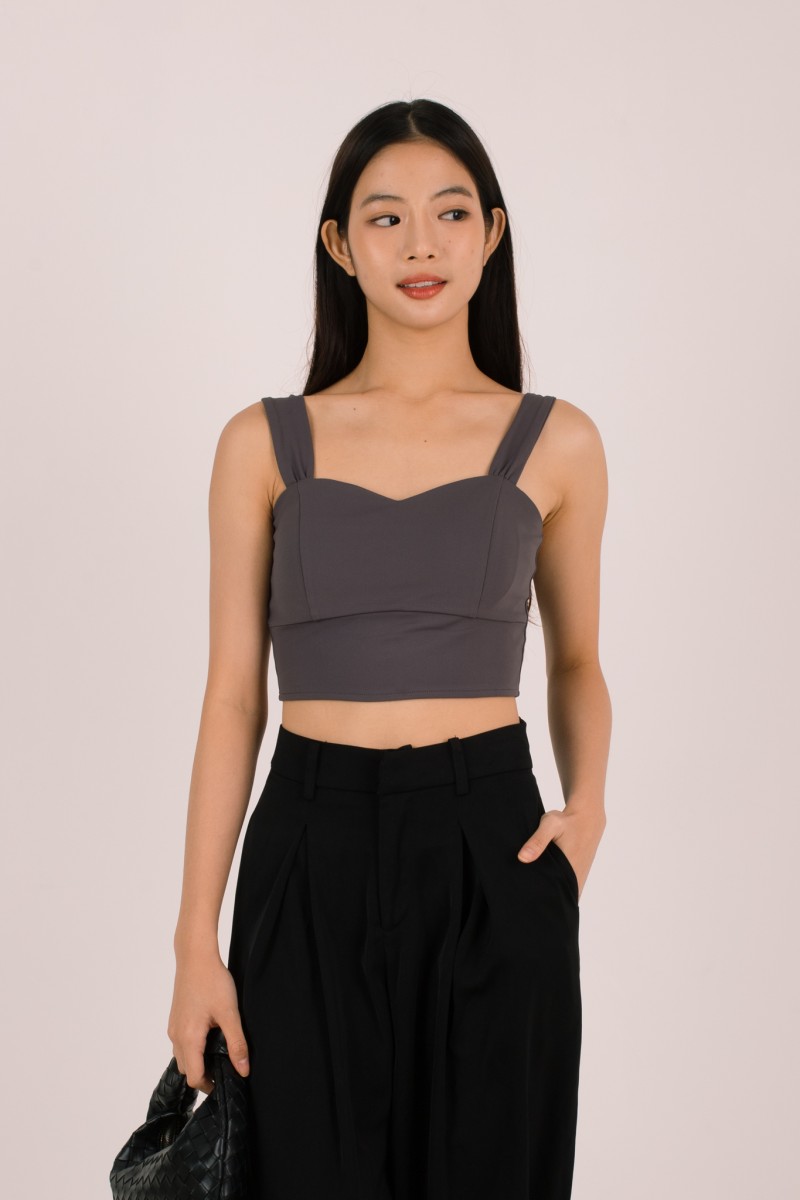 Cirrus Padded Sweatheart Top in Gunmetal
