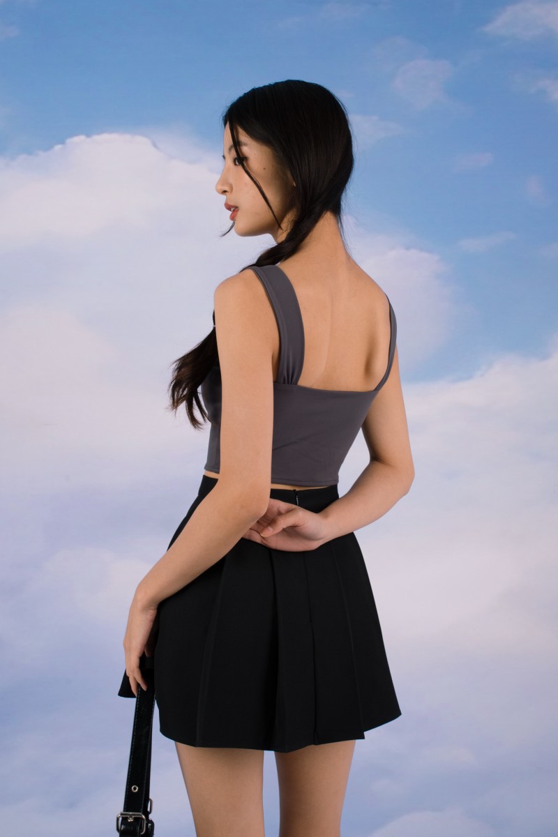 Cirrus Padded Sweatheart Top in Gunmetal