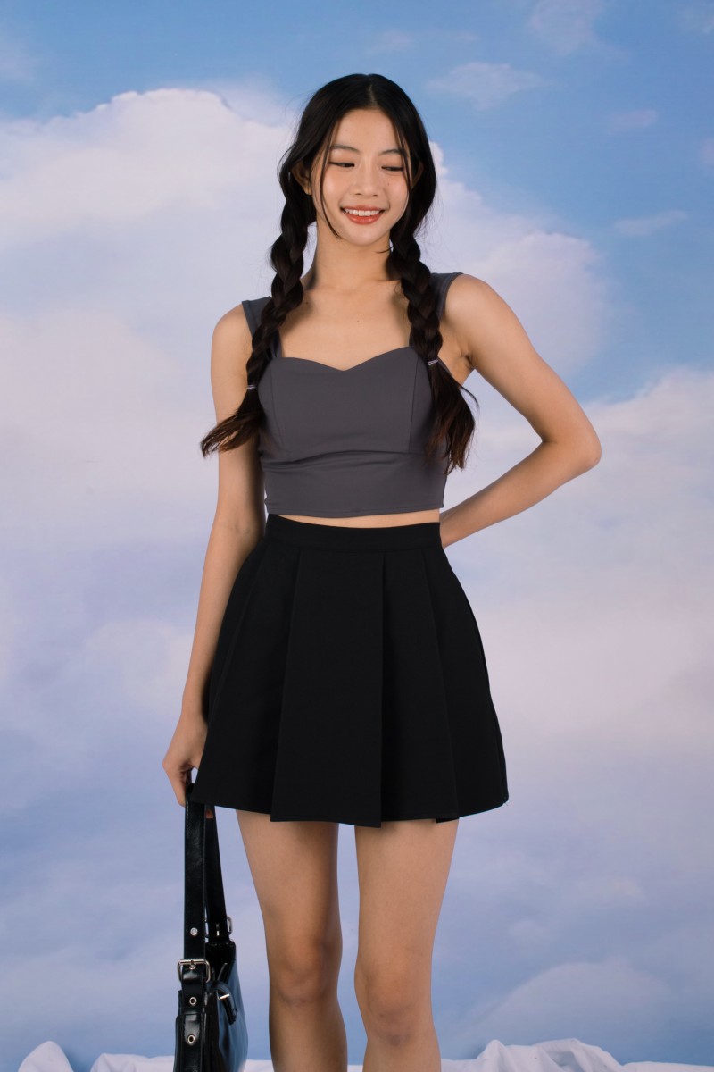 Cirrus Padded Sweatheart Top in Gunmetal