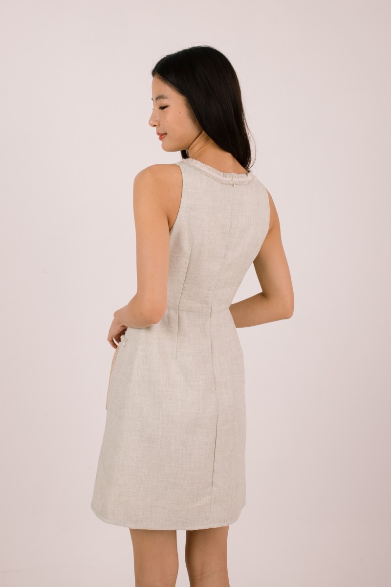 Lavine Pearl Tweed Dress in Sage