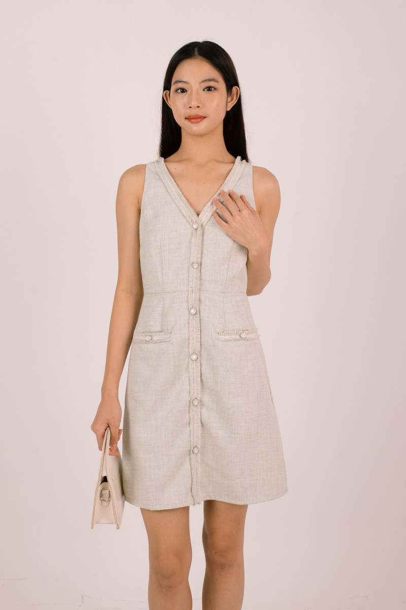 Lavine Pearl Tweed Dress in Sage