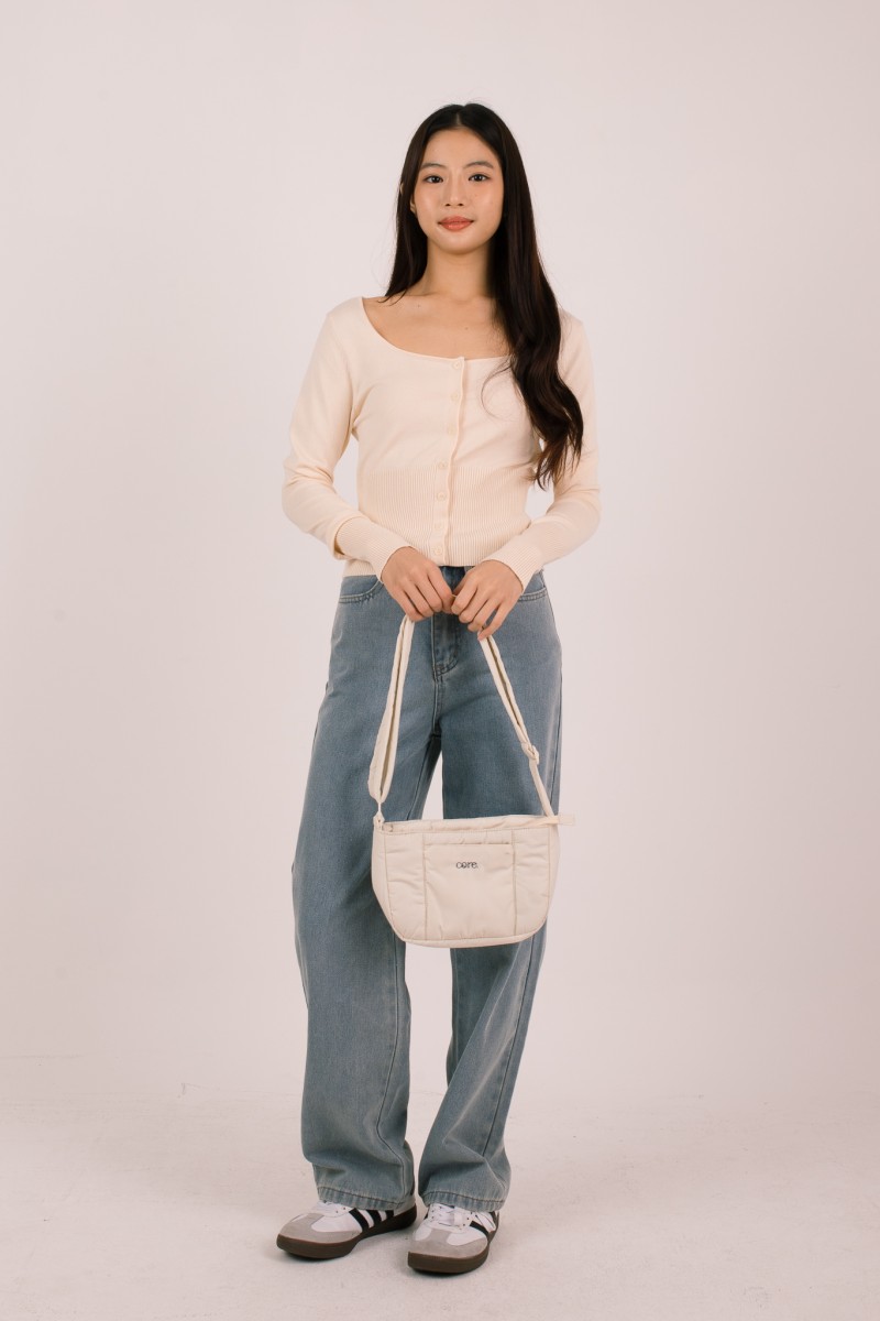 Silena Wide Neck Button Cardigan in Ice Yellow