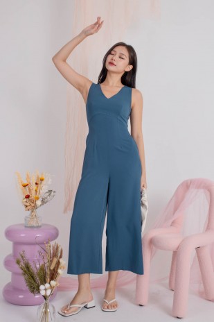 Cressida V-Neck Jumpsuit in Blue (MY)