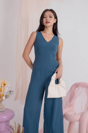 Cressida V-Neck Jumpsuit in Blue (MY)