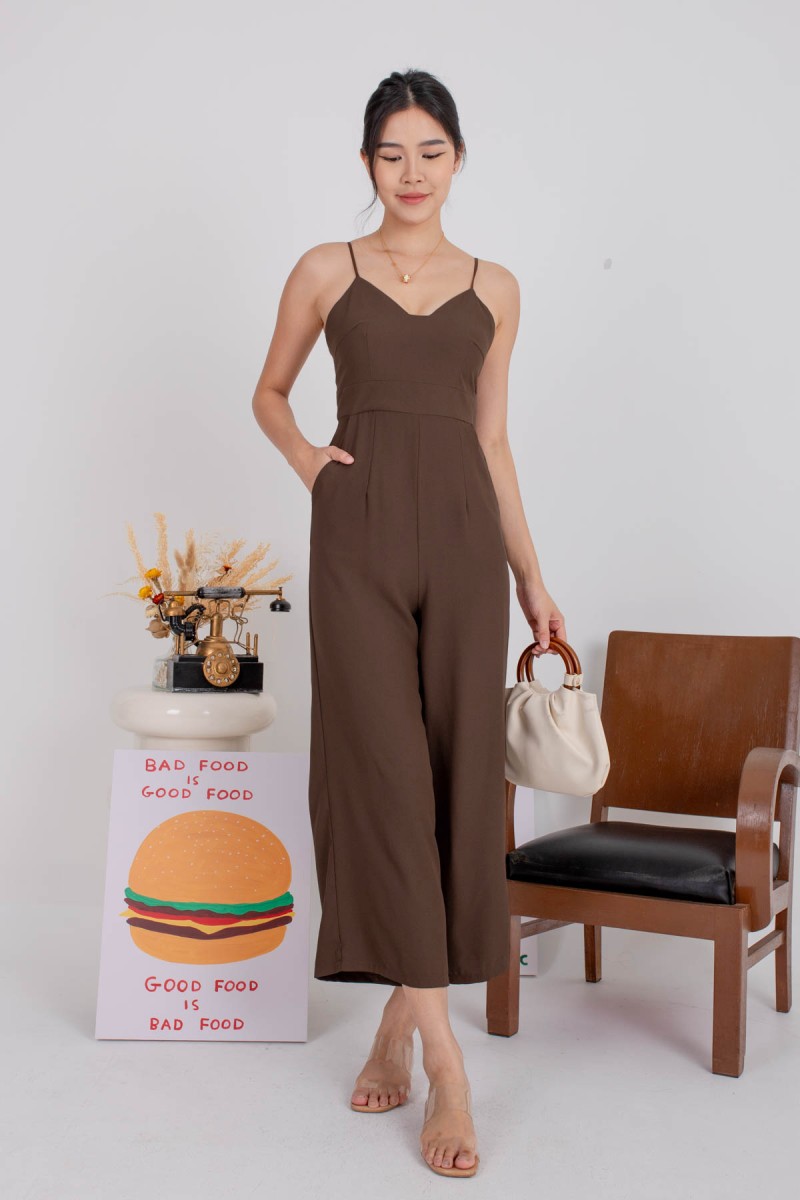 Kezanne Low-Back Padded Jumpsuit in Mocha (MY)