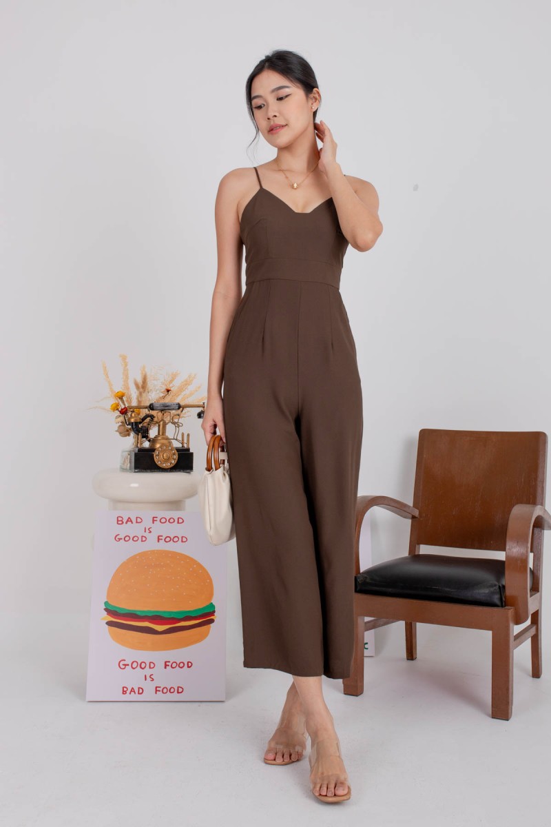 Kezanne Low-Back Padded Jumpsuit in Mocha (MY)