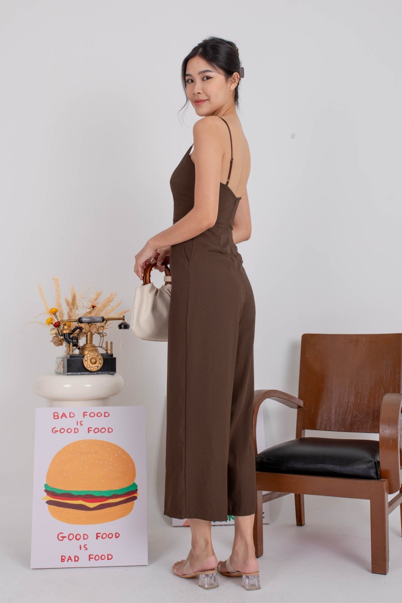Kezanne Low-Back Padded Jumpsuit in Mocha (MY)