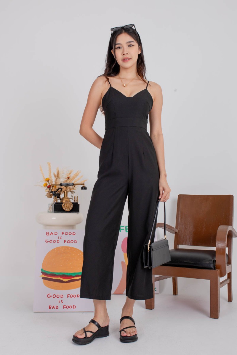 Kezanne Low-Back Padded Jumpsuit in Black (MY)