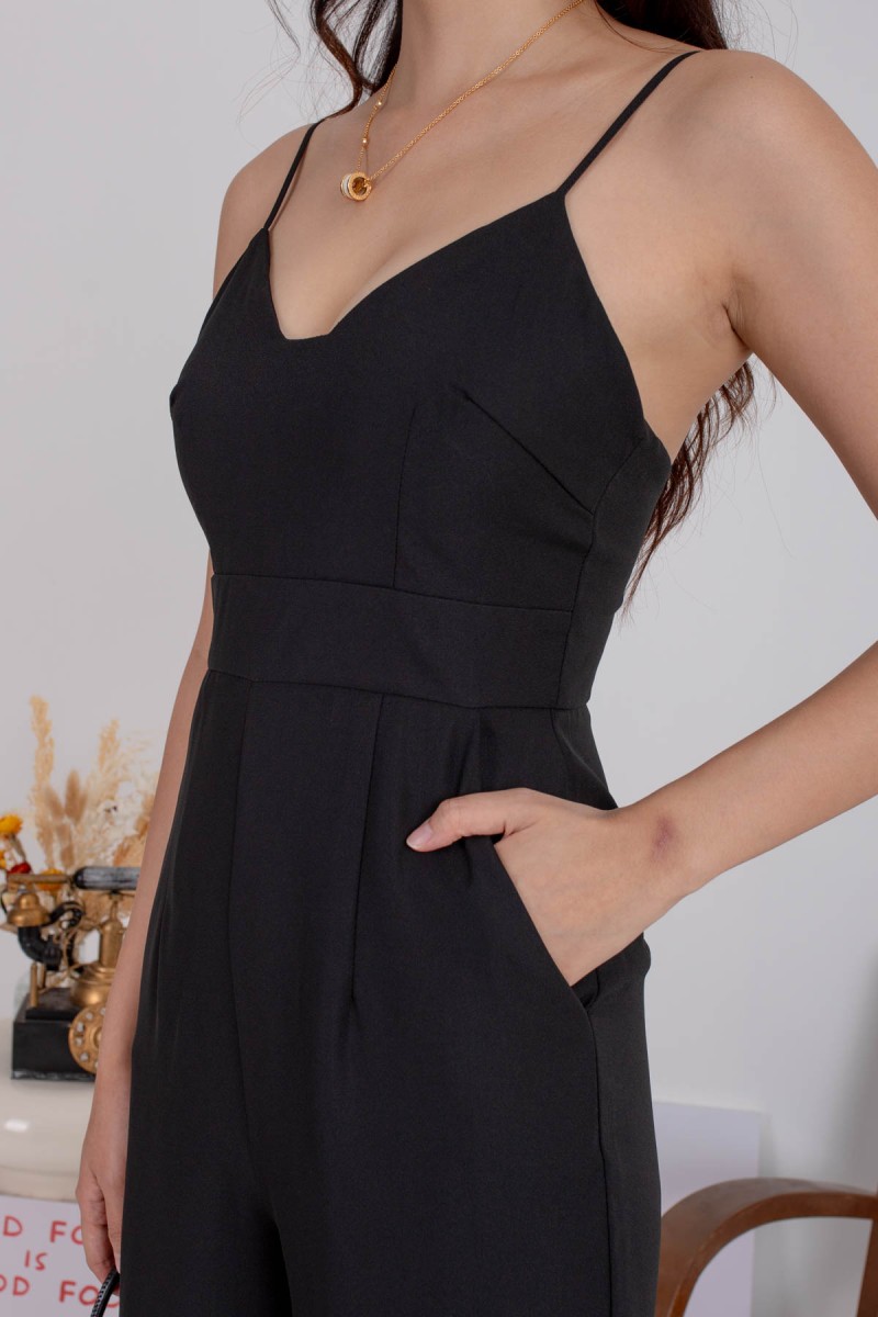 Kezanne Low-Back Padded Jumpsuit in Black (MY)