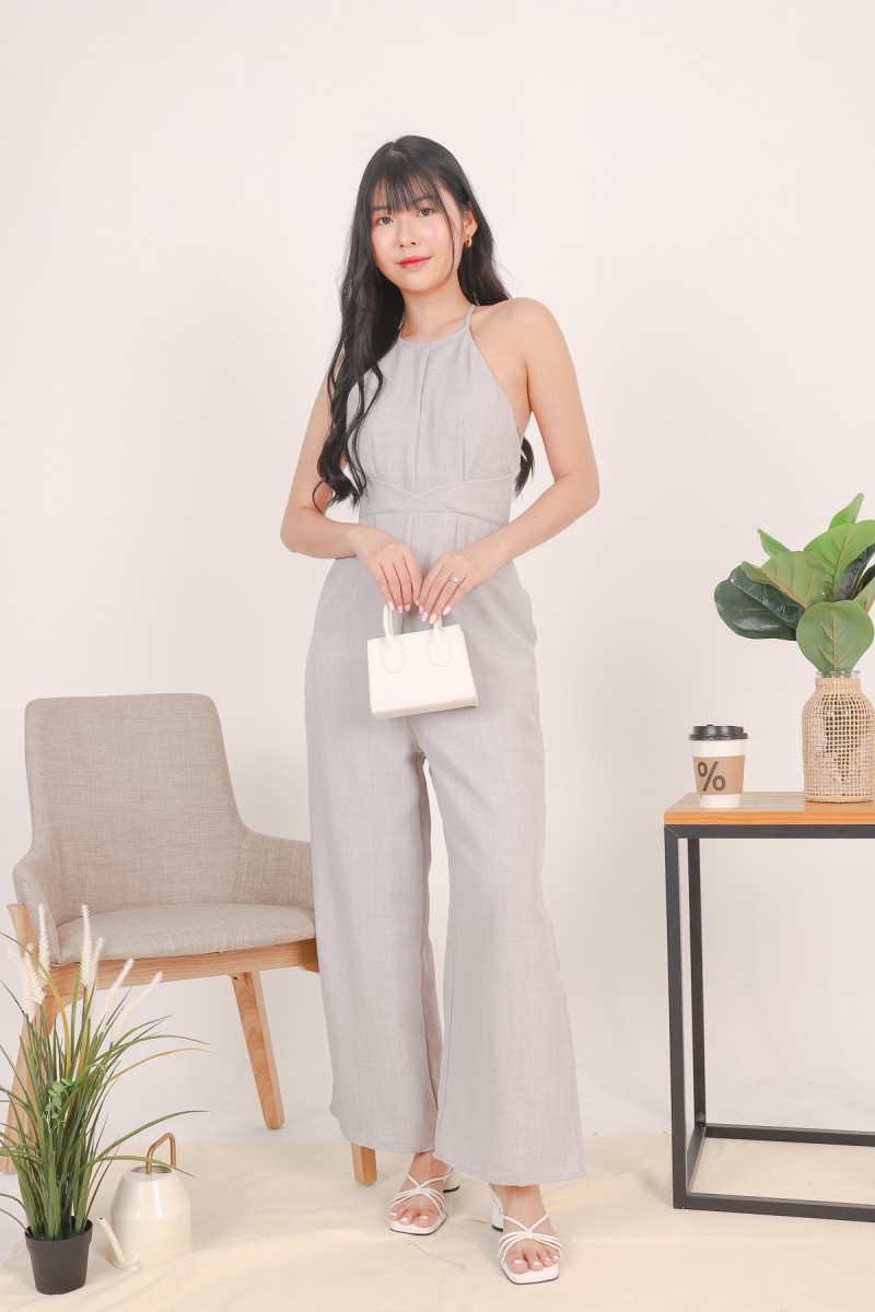 Honora Round-neck Padded Jumpsuit in Grey (MY)