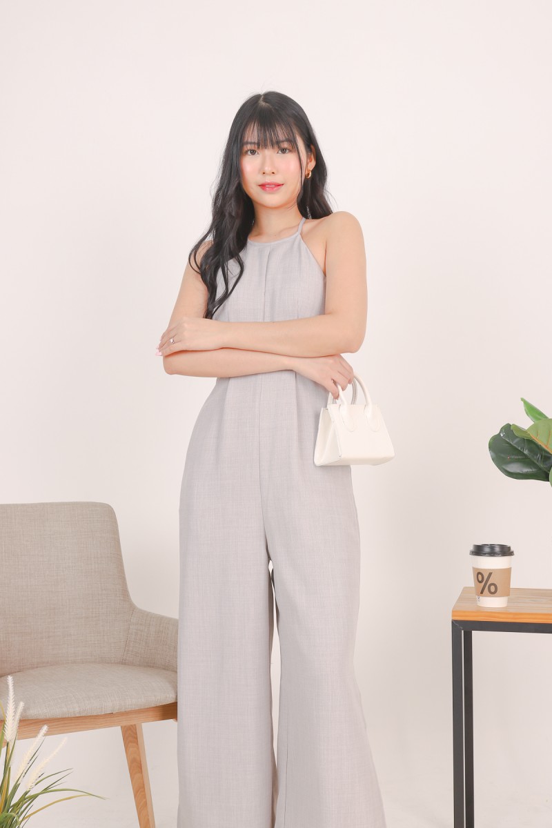 Honora Round-neck Padded Jumpsuit in Grey (MY)