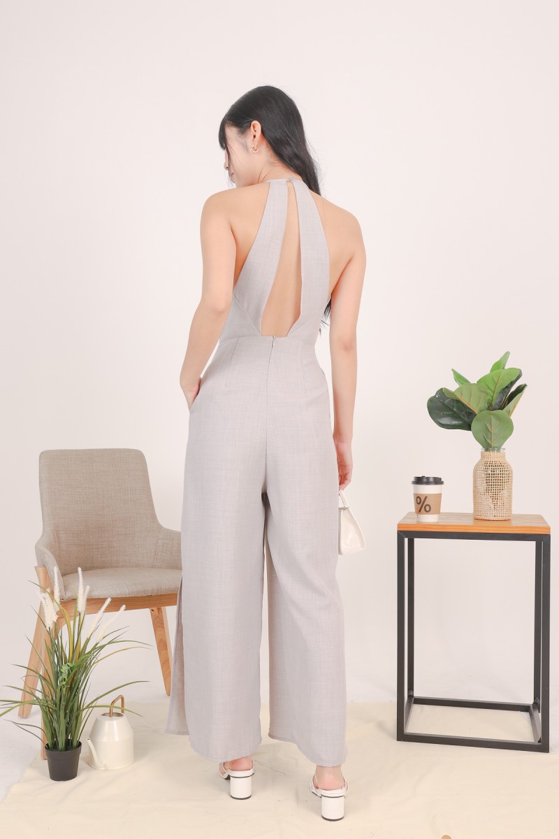 Honora Round-neck Padded Jumpsuit in Grey (MY)