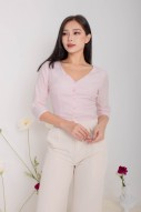 Judine V-Neck Button Top in Rose-Water (MY)