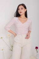 Judine V-Neck Button Top in Rose-Water (MY)
