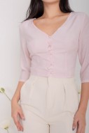 Judine V-Neck Button Top in Rose-Water (MY)