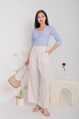 Judine V-Neck Button Top in Blue (MY)