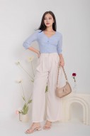 Judine V-Neck Button Top in Blue (MY)
