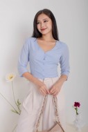 Judine V-Neck Button Top in Blue (MY)