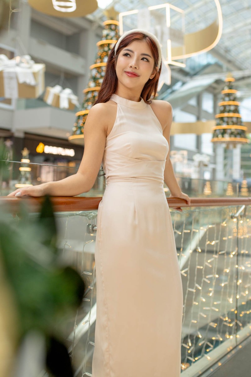 Jasine Halter Maxi Dress in Cream (MY)