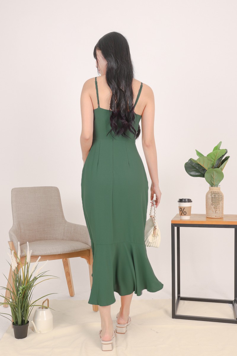 Pearson Button Midi Dress in Forest (MY)