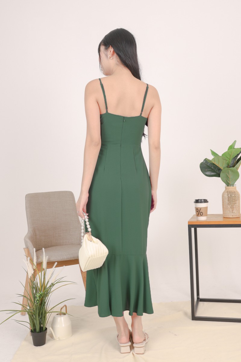 Pearson Button Midi Dress in Forest (MY)