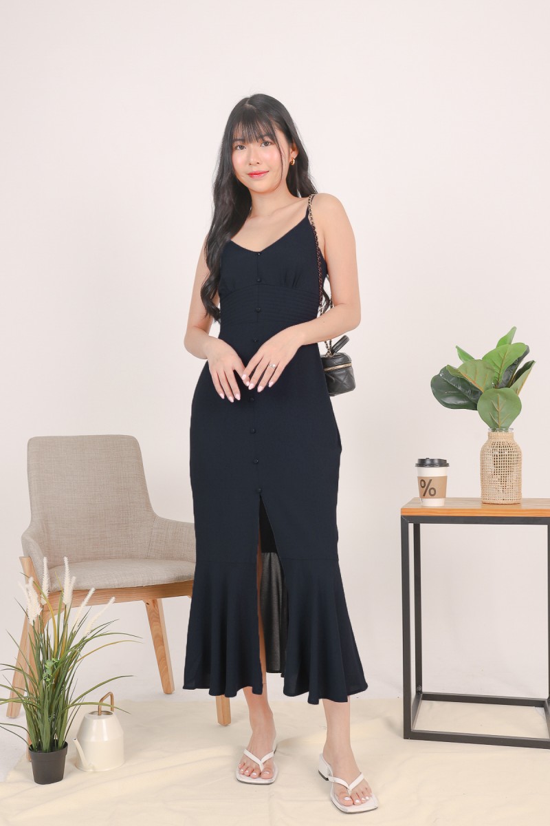 Pearson Button Midi Dress in Navy (MY)
