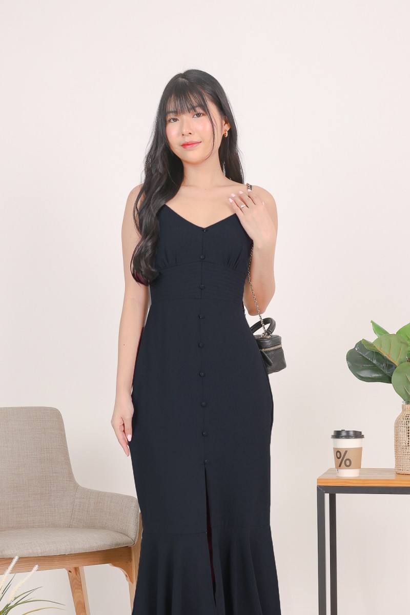Pearson Button Midi Dress in Navy (MY)