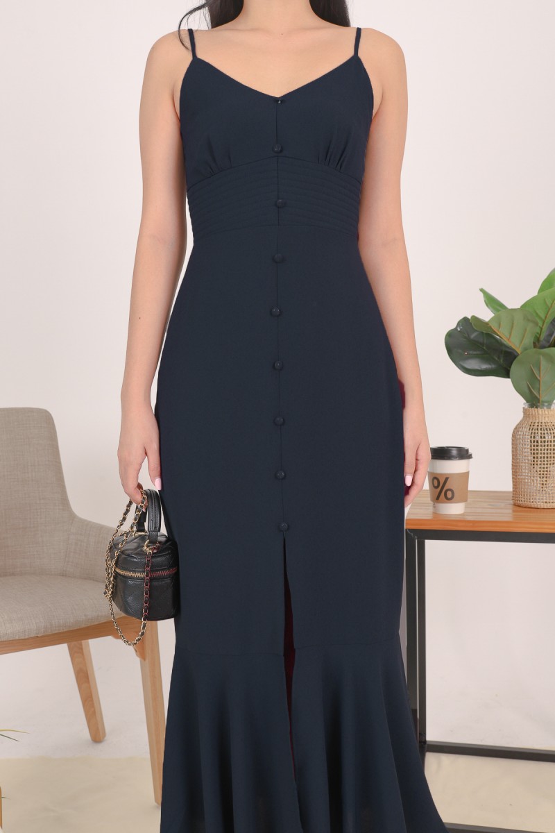 Pearson Button Midi Dress in Navy (MY)