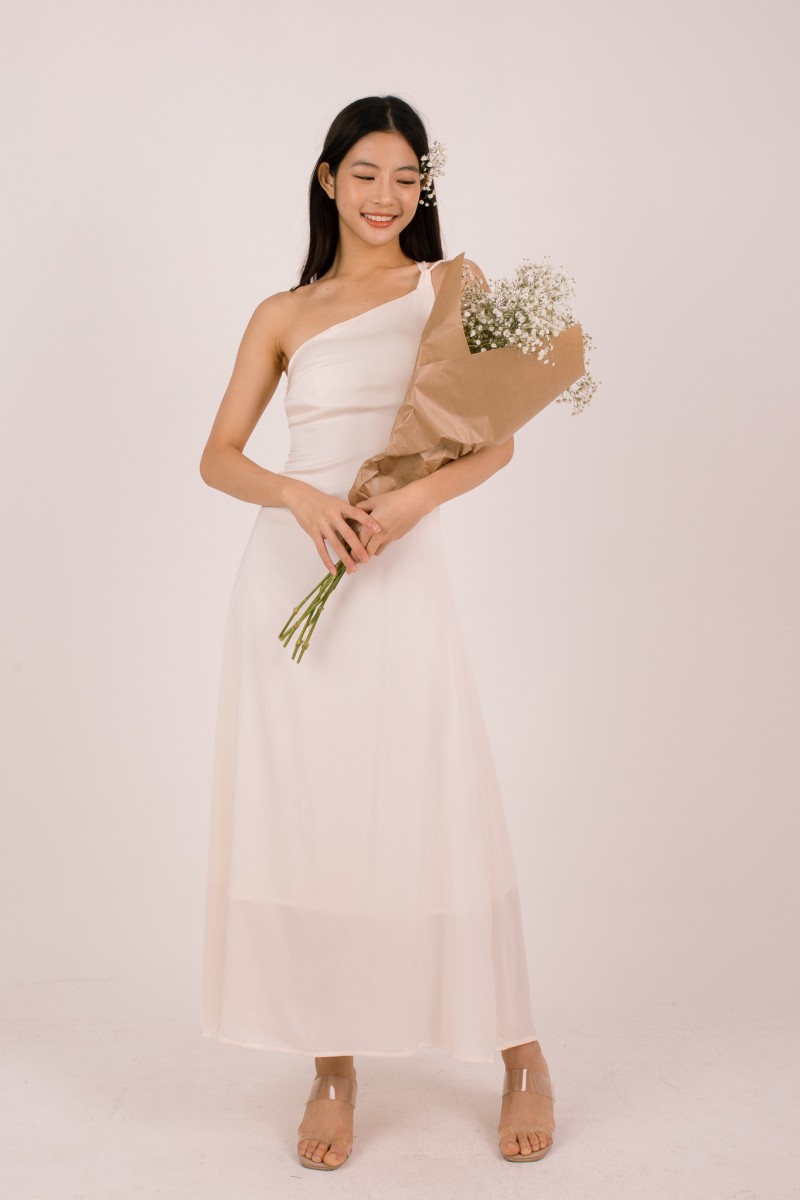 Labella Self-Tie Backless Dress in Ivory