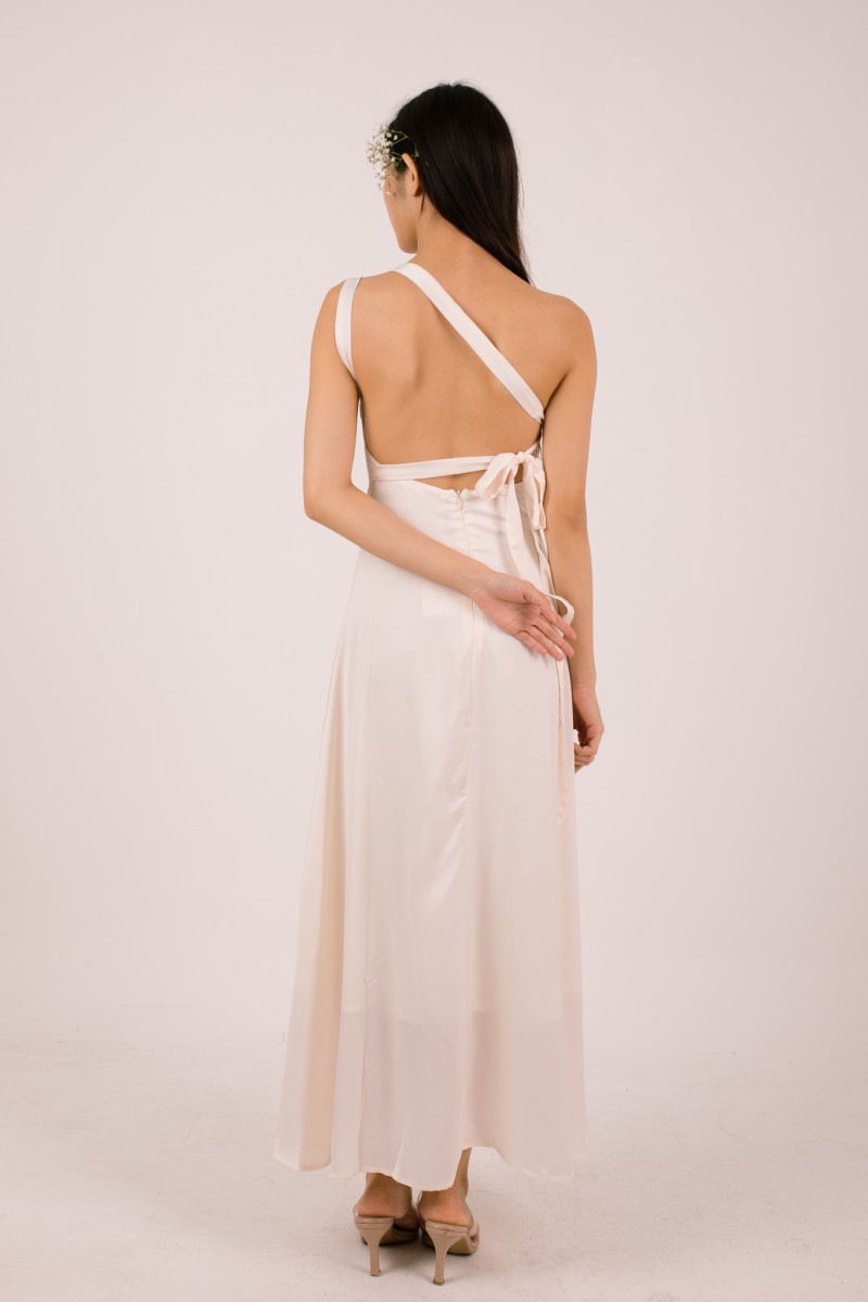 Labella Self-Tie Backless Dress in Ivory