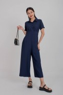 Jonas Button Sleeved Jumpsuit in Navy (MY)