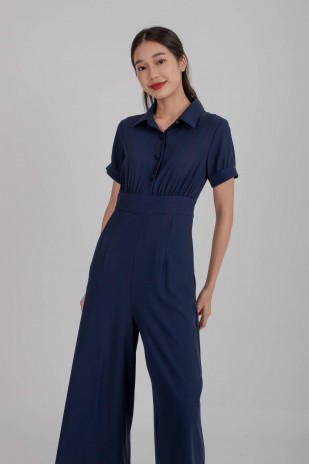 Jonas Button Sleeved Jumpsuit in Navy (MY)